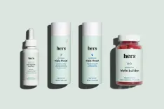 A variety of hair growth products from Hers