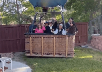 A Hot Air Balloon Carrying 13 People Landed in a Random Couple’s Backyard, and the Video Is Pretty Wild