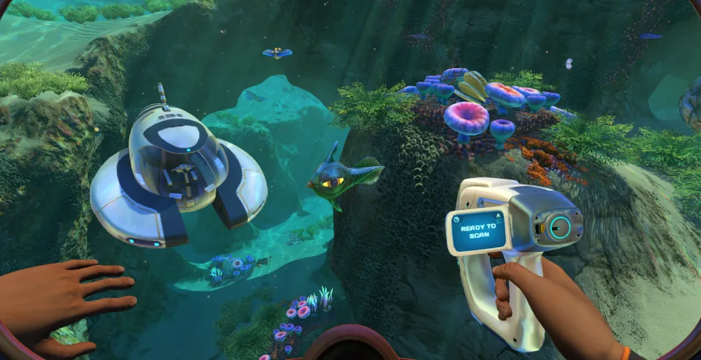 Scanning fish in Subnautica in an article talking about the horror elements of the game