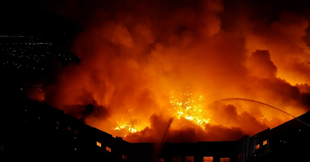 Video Captures Enormous Warehouse Fire Raging Near Los Angeles