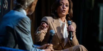 Kamala Harris tells cheering crowd she’s ‘thinking about’ another White House run