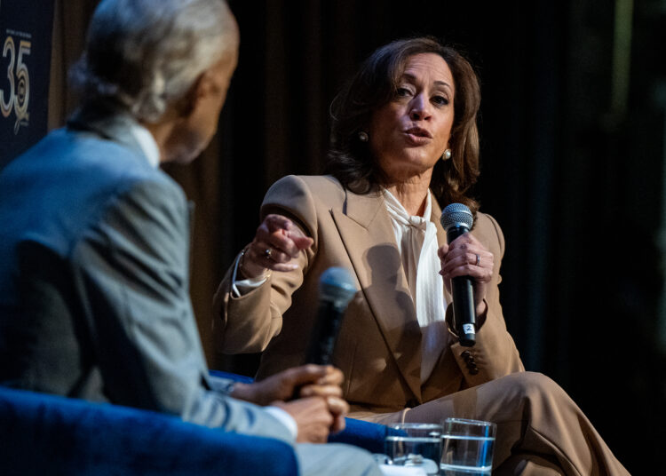 Kamala Harris tells cheering crowd she’s ‘thinking about’ another White House run