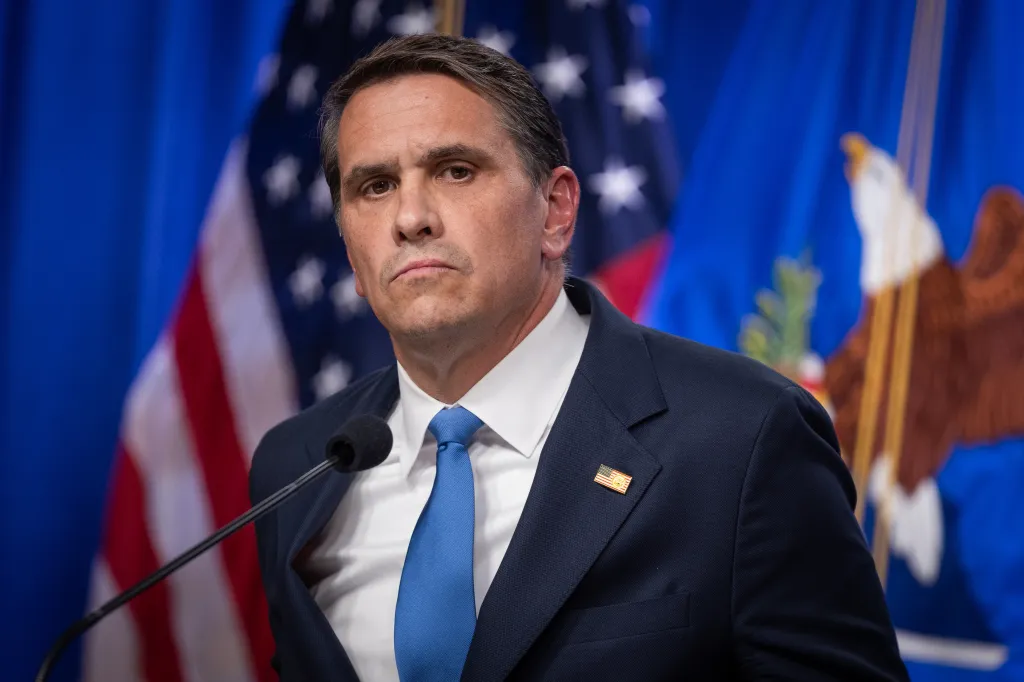 Acting Attorney General Todd Blanche speaking at a press conference.