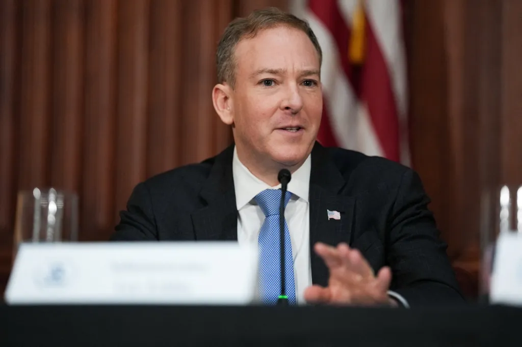 Zeldin speaks during an announcement on microplastics at the EPA headquarters in Washington, D.C., U.S., April 2, 2026. 