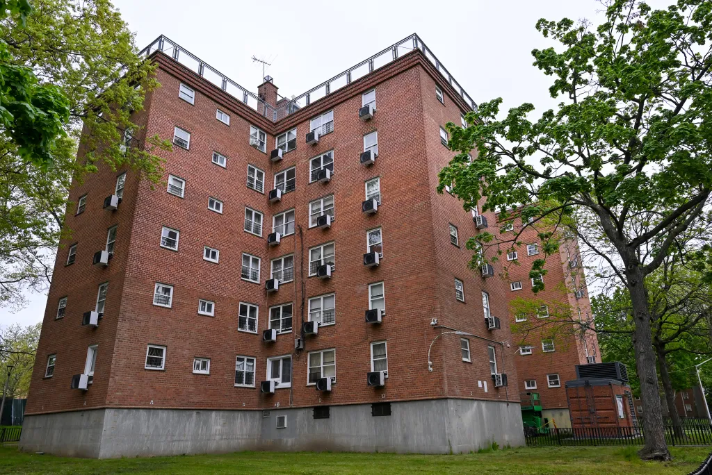 Exterior of Woodside Houses NYCHA project.