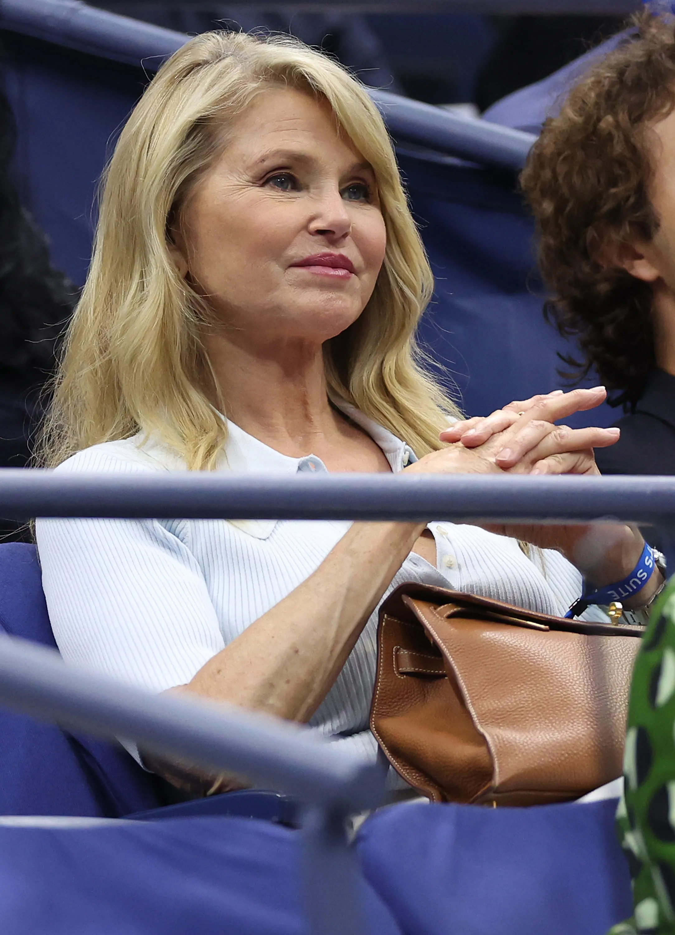 American model Christie Brinkley watches the Men's Singles Final at the 2023 US Open.