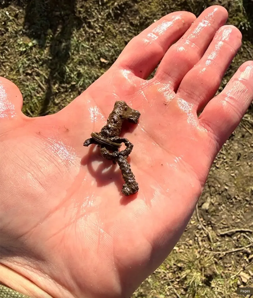Revolutionary War-era key and metal objects uncovered during an excavation in Bucks County, Pennsylvania.