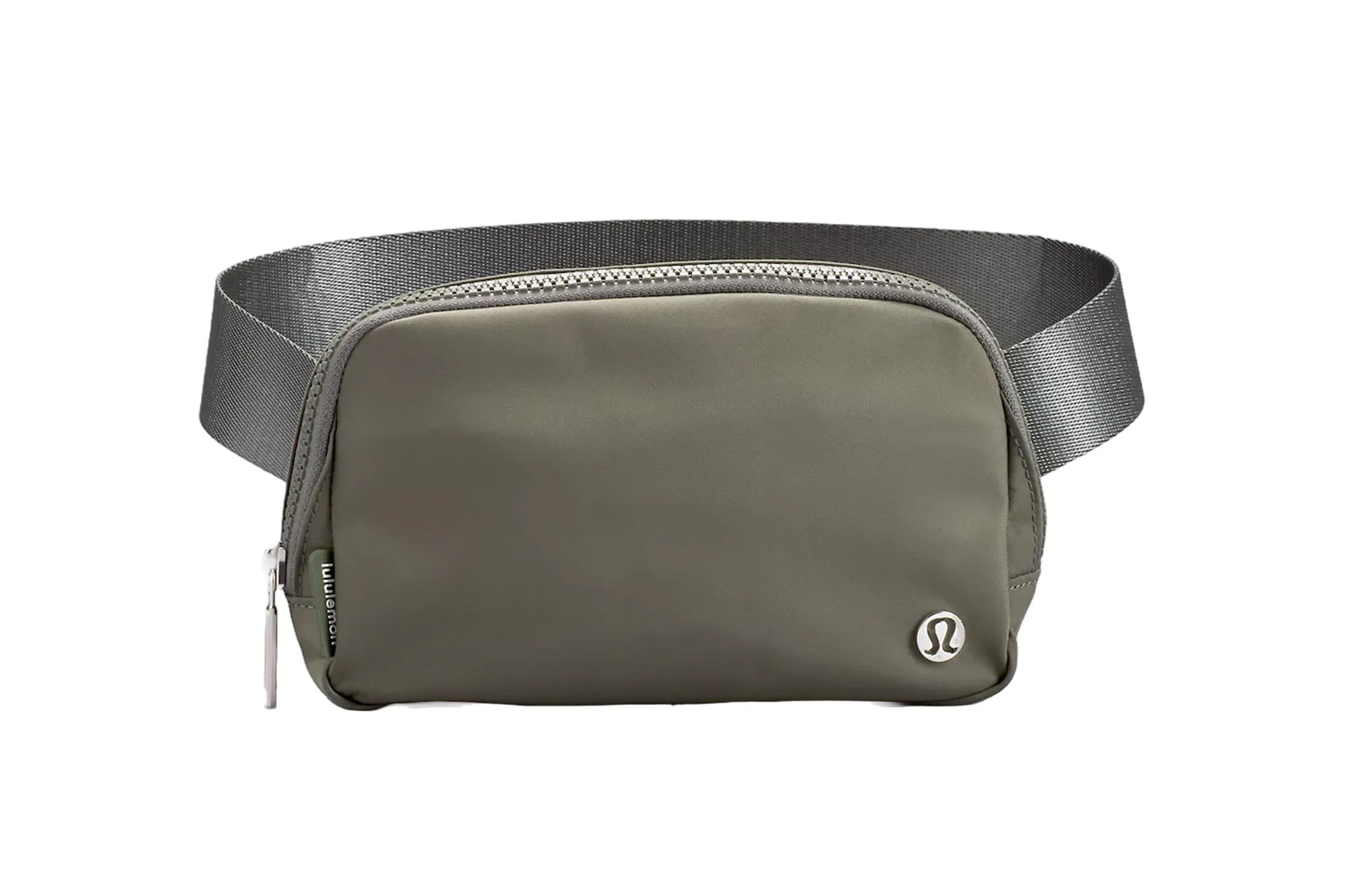 An olive green lululemon belt bag