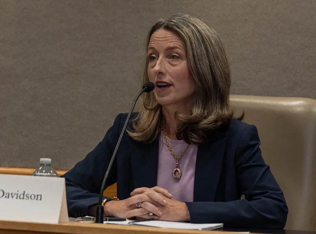 Beth Davidson speaking at a candidates forum.