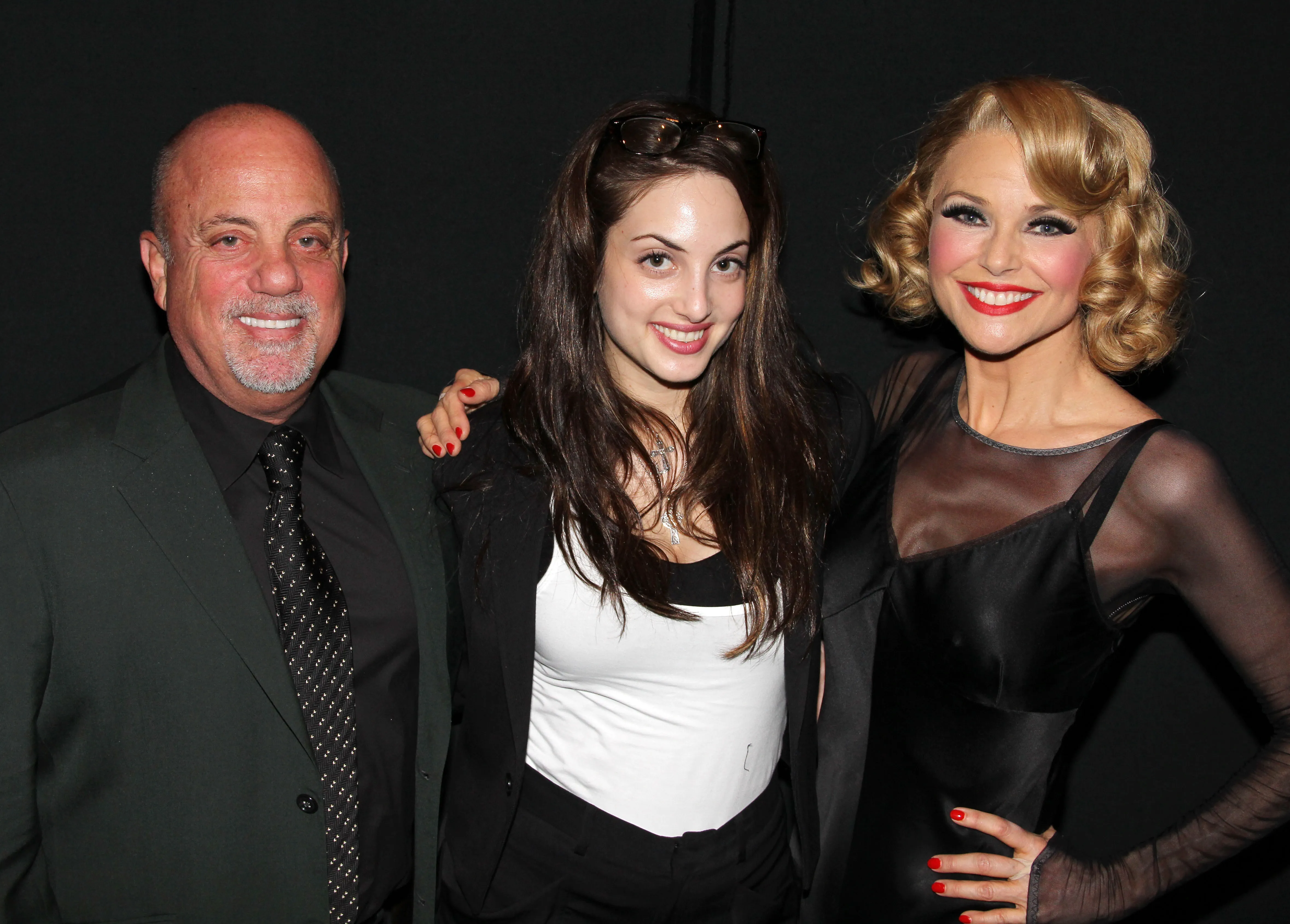 Billy Joel, Alexa Ray Joel, and Christie Brinkley backstage at the musical 