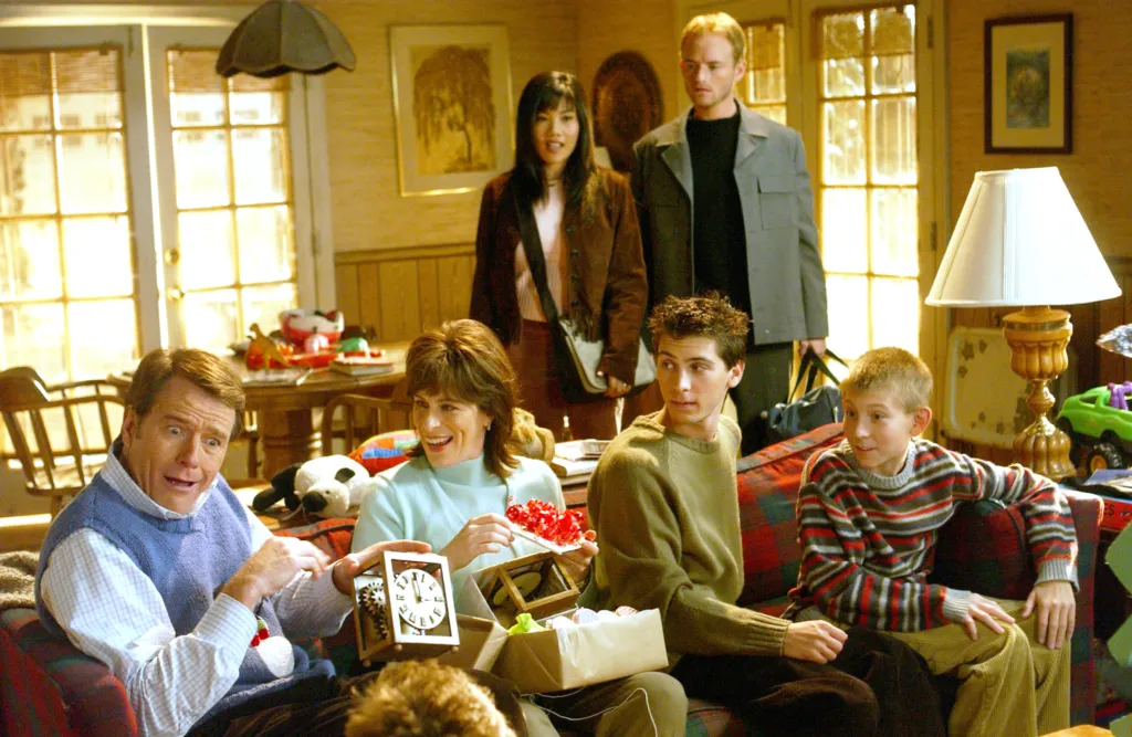 Christmas gift exchange with the cast of Malcolm in the Middle