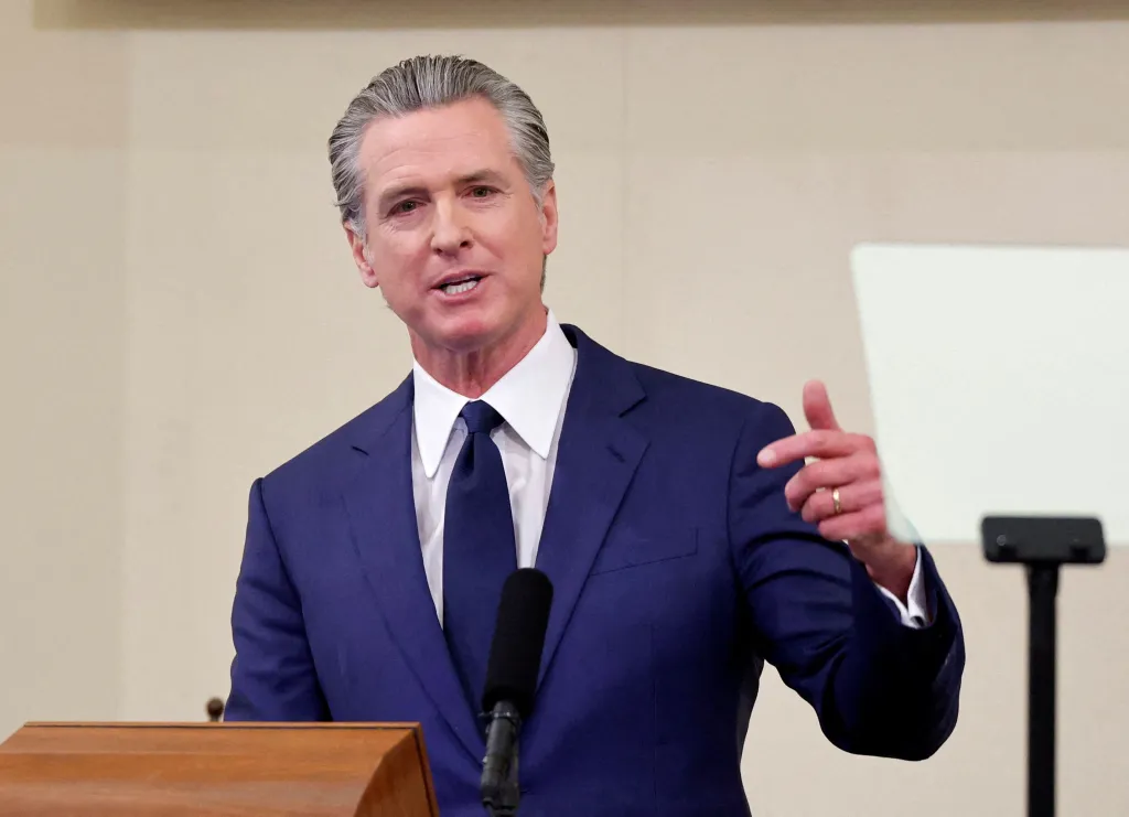 California Governor Gavin Newsom delivers the State of the State address.