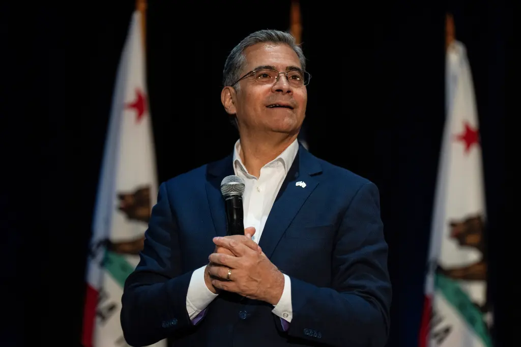 Xavier Becerra speaking at a campaign event.