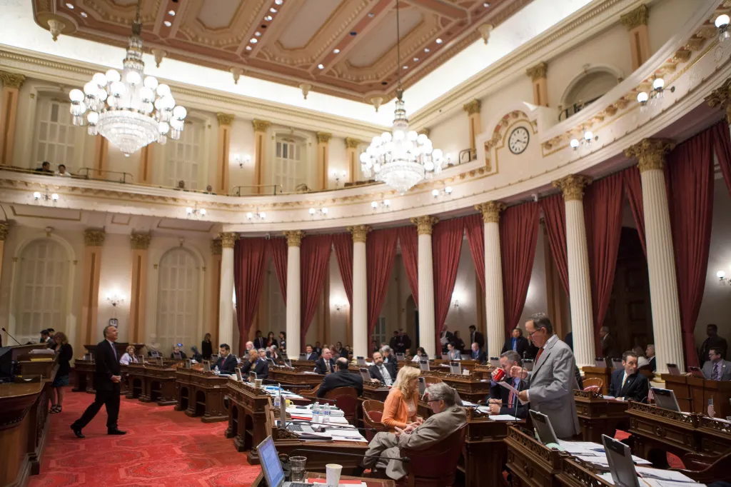 The California Senate in session at the State Capitol.