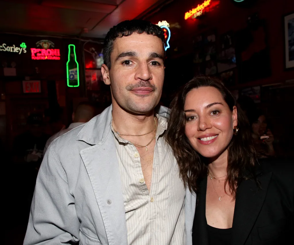 Christopher Abbott and Aubrey Plaza pose at an after party for 