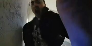 Terrifying video shows standoff between female homeowner and creep who broke into her house