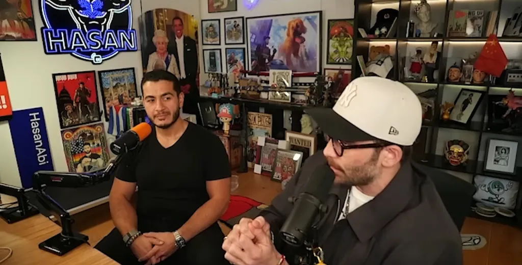 Michigan Democratic Senate candidate Abdul El-Sayed appears on Hasan Piker's Twitch stream.