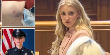 Cop Kelsey Fitzsimmons shares graphic image of where she was shot by fellow officer as she plans lawsuit against town