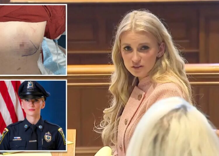 Cop Kelsey Fitzsimmons shares graphic image of where she was shot by fellow officer as she plans lawsuit against town