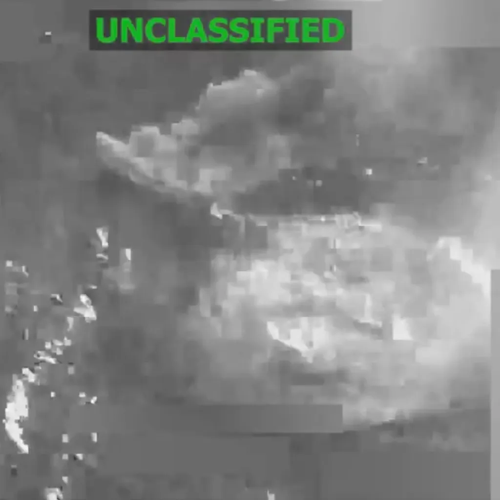 Videos posted on X showed small boats moving across the water before they each were engulfed in a bright explosion.