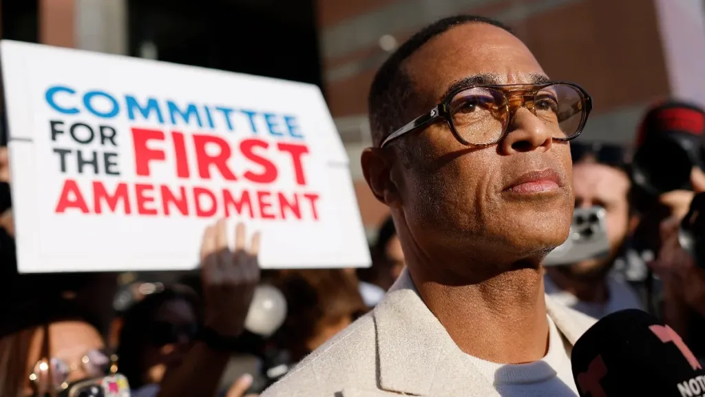 Journalist Don Lemon looks on after issuing a statement to media outside federal court on January 30, 2026 in Los Angeles, California