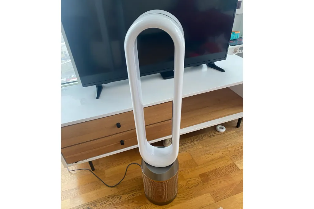 A white object on a wood floor