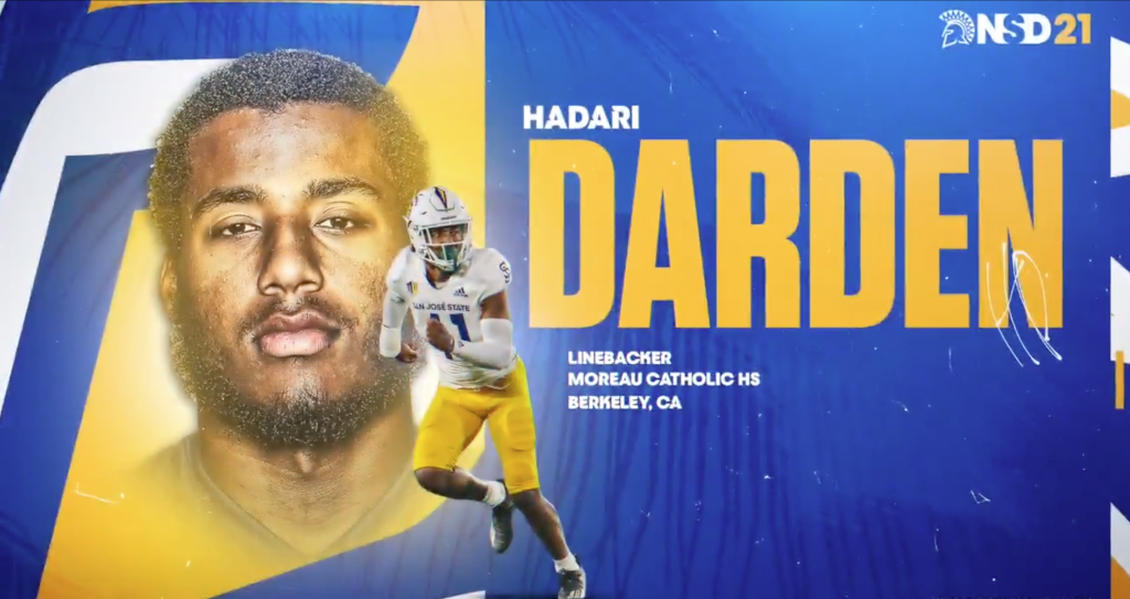 Illustration for Hadari Darden, a San Jose State University football player, with his name and position.