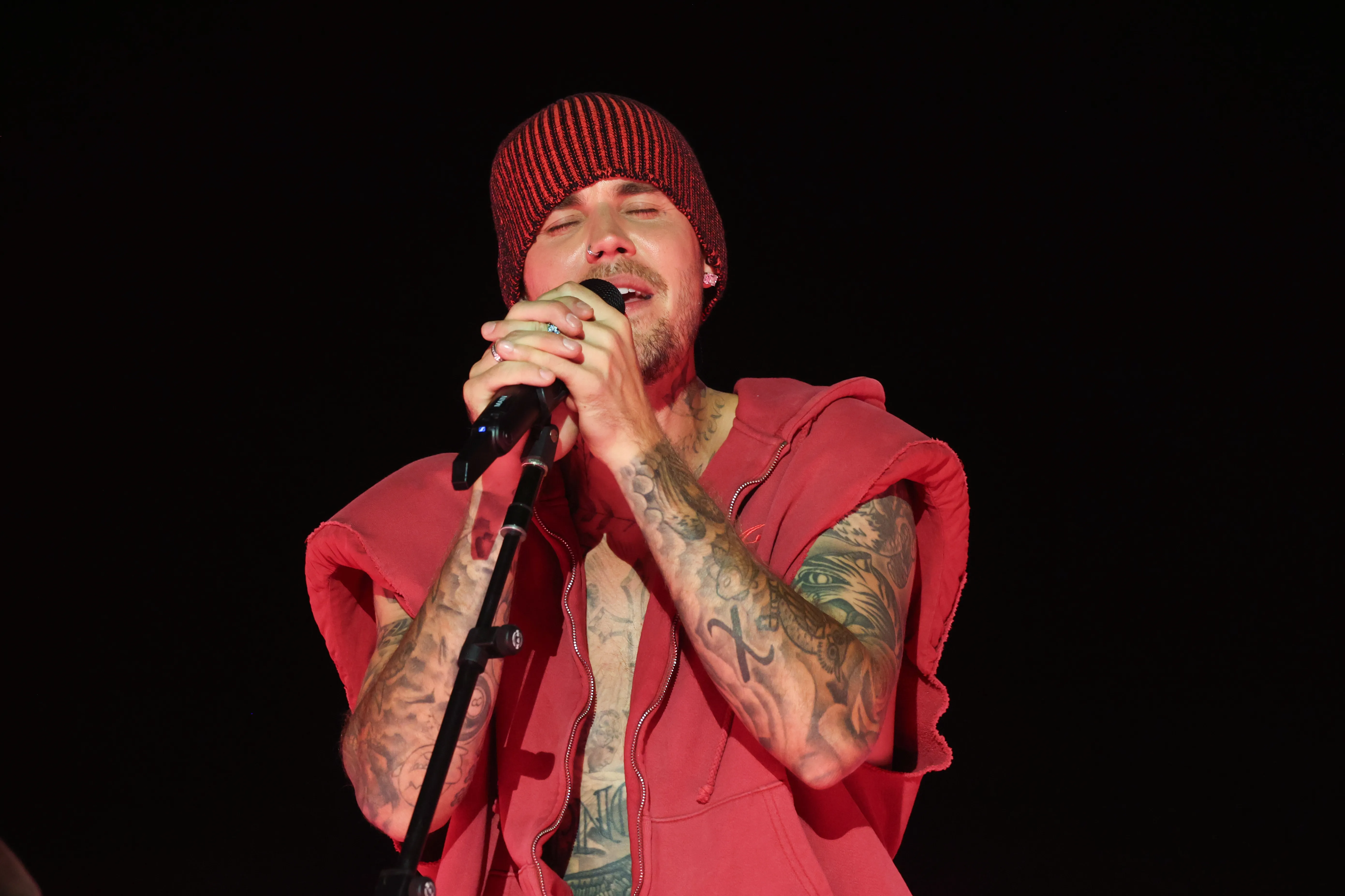 Justin Bieber performs at the Coachella Stage during the 2026 Coachella Valley Music and Arts Festival.