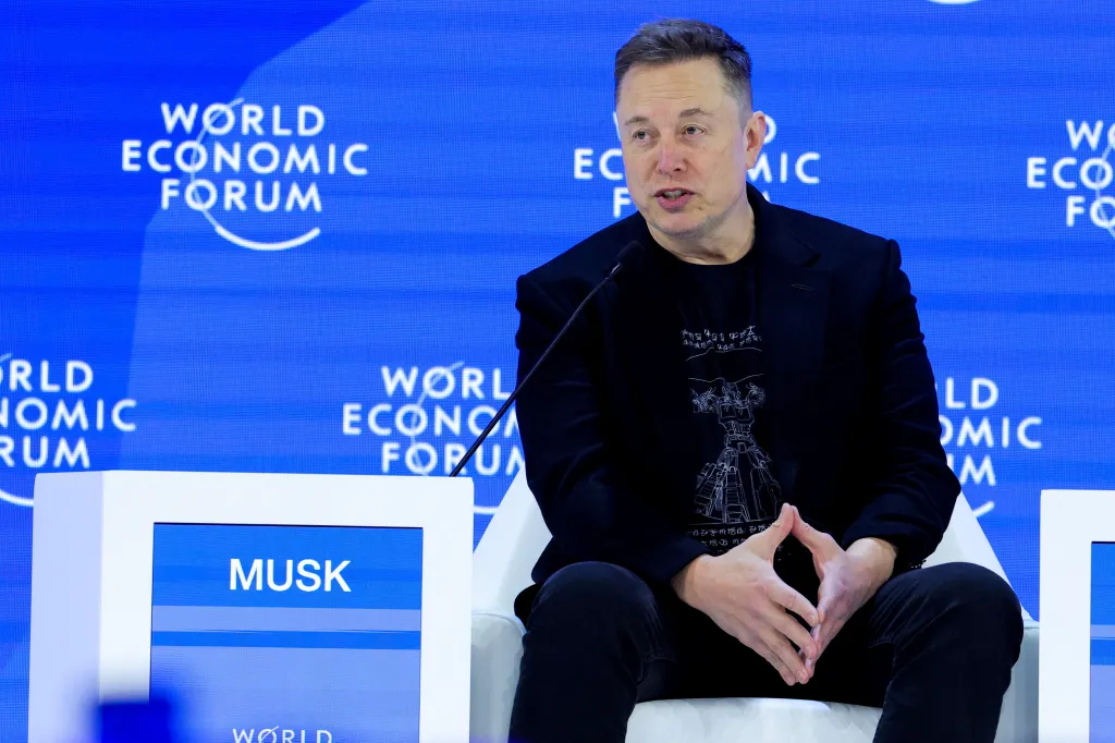 Elon Musk speaking at the 56th annual World Economic Forum.