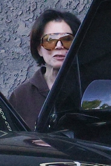 Kris Jenner in oversized sunglasses after a face treatment at an LA spa.