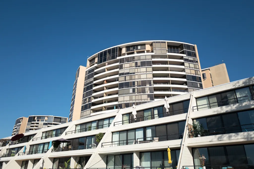 Facade of the Marina City Club condo building.