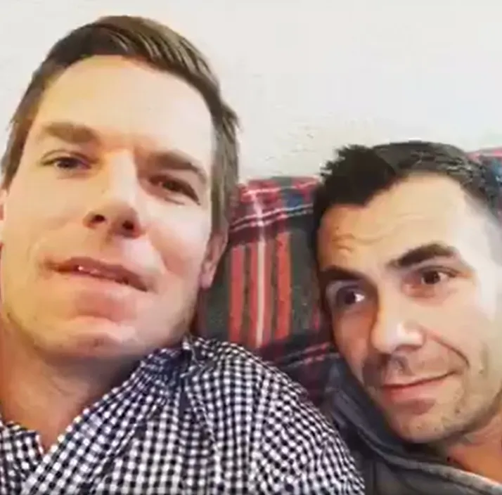 Congressman Eric Swalwell with his younger brother Joshua on Facebook.