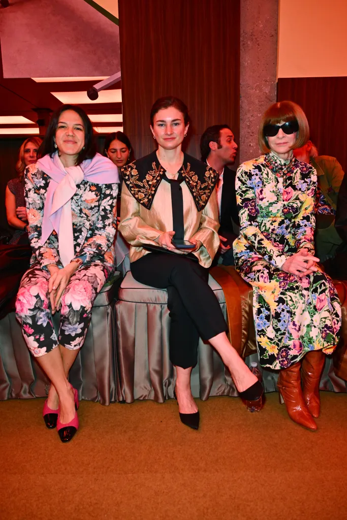 Francesca Ragazzi, Chloe Malle, and Anna Wintour sitting at the Marni Fall/Winter 2026 Fashion Show.