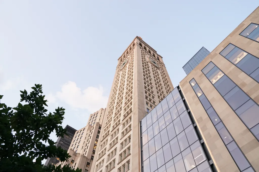 View of the IBM sign at One Madison Avenue in New York, NY.