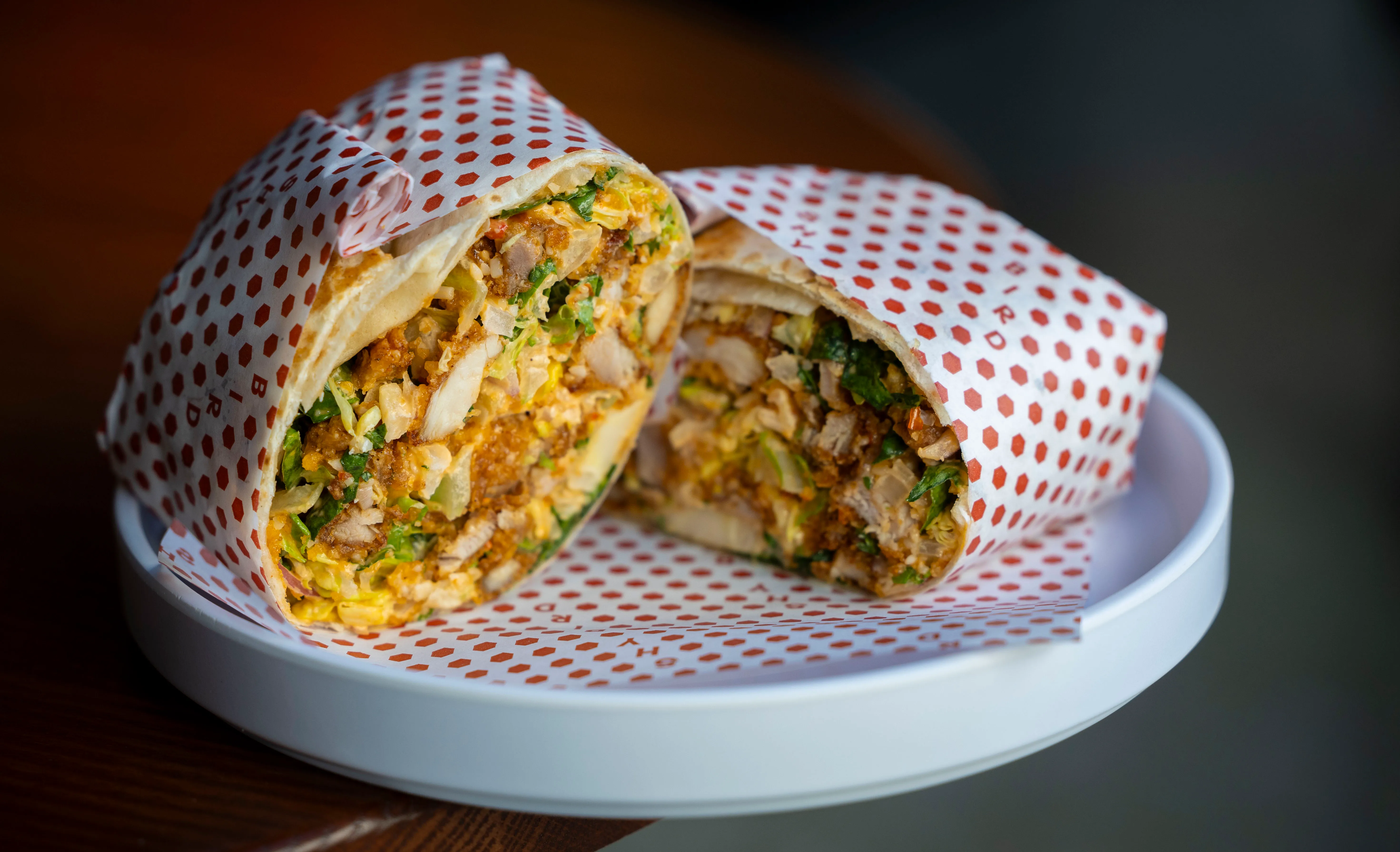 Chicken caesar wrap on a plate