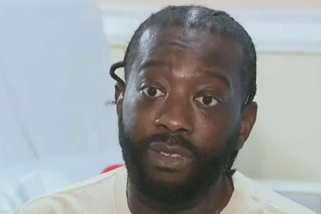 A man with dark skin, dark braided hair, and a full beard, looks slightly upwards.