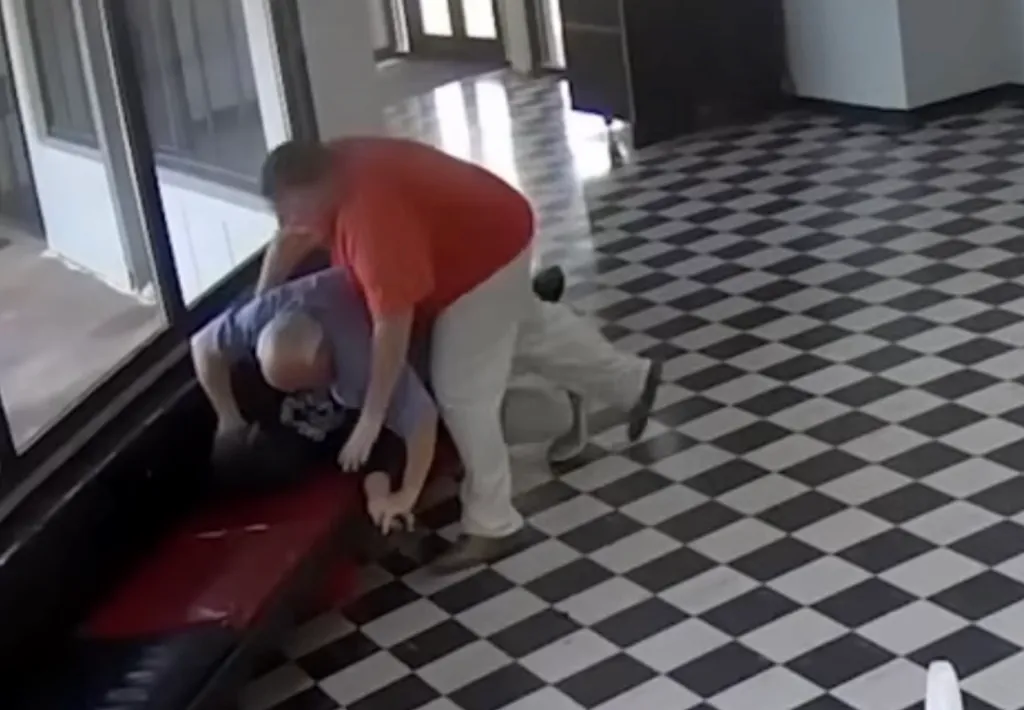 Pauls Valley High School principal Kirk Moore tackling a school shooter.