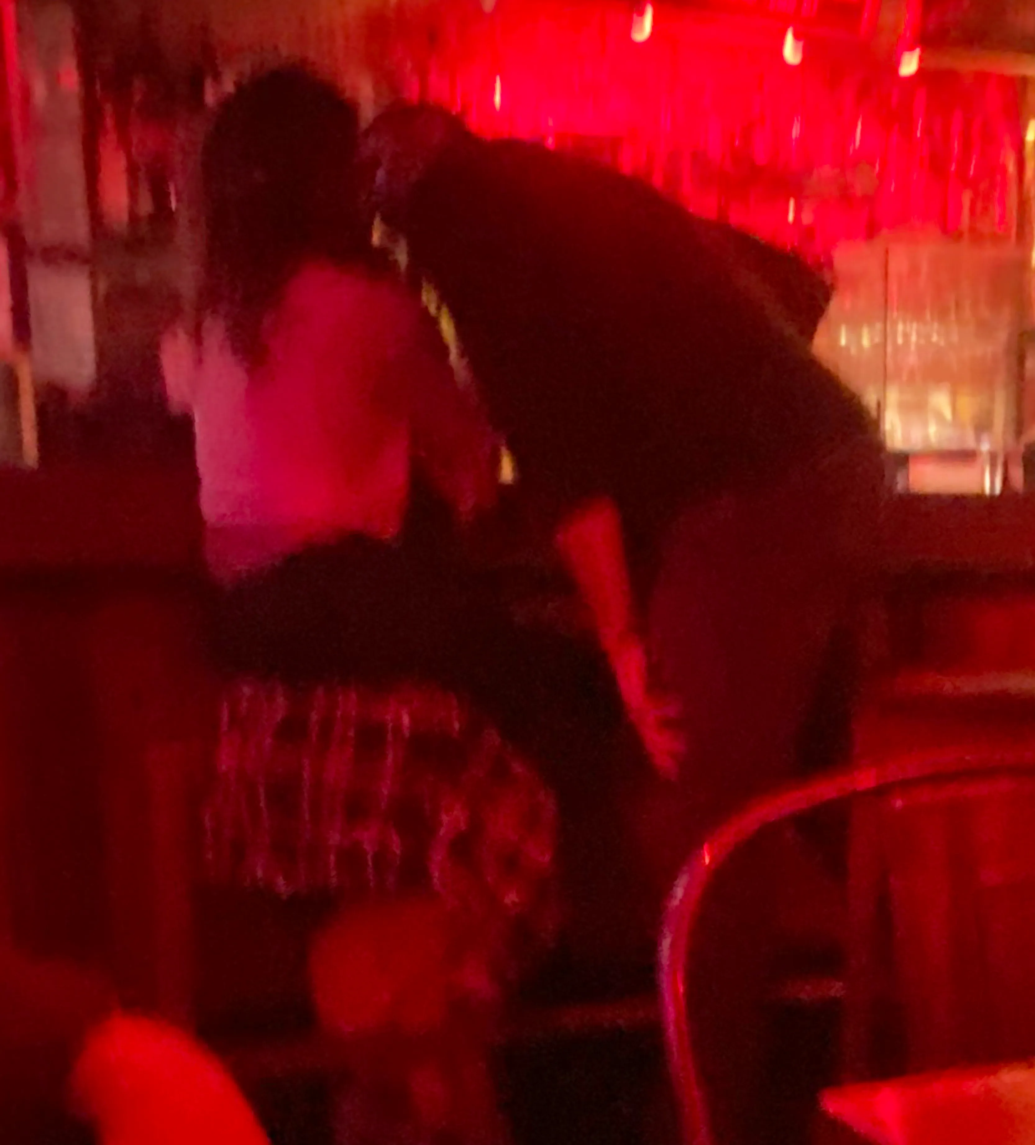 Mike Vrabel and Dianna Russini chatting at Tribeca Tavern.