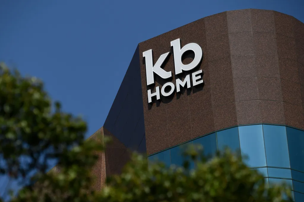 KB Home logo displayed on the exterior of a corporate building.