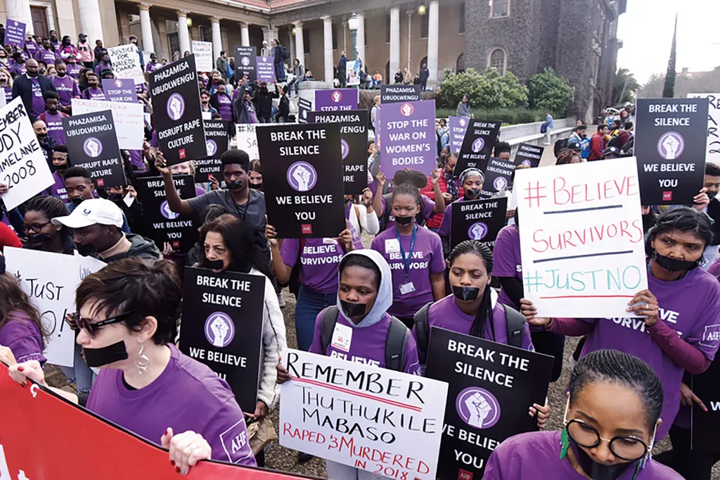 People protesting sexual and gender-based violence.