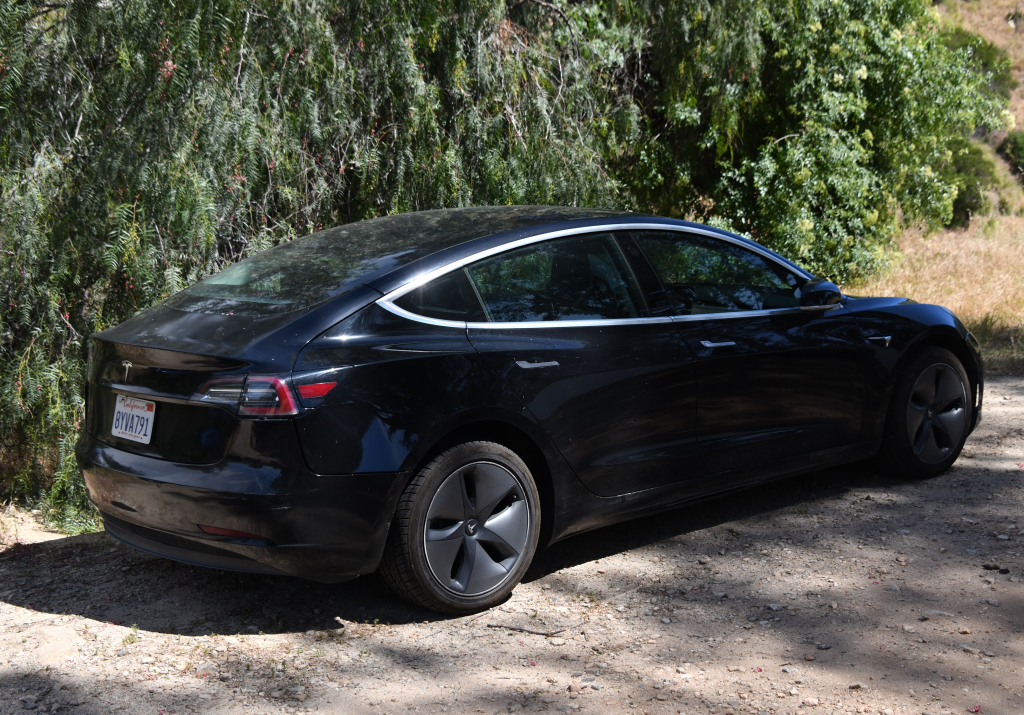 Abandoned black Tesla car of Sarinasadat Hosseiny.