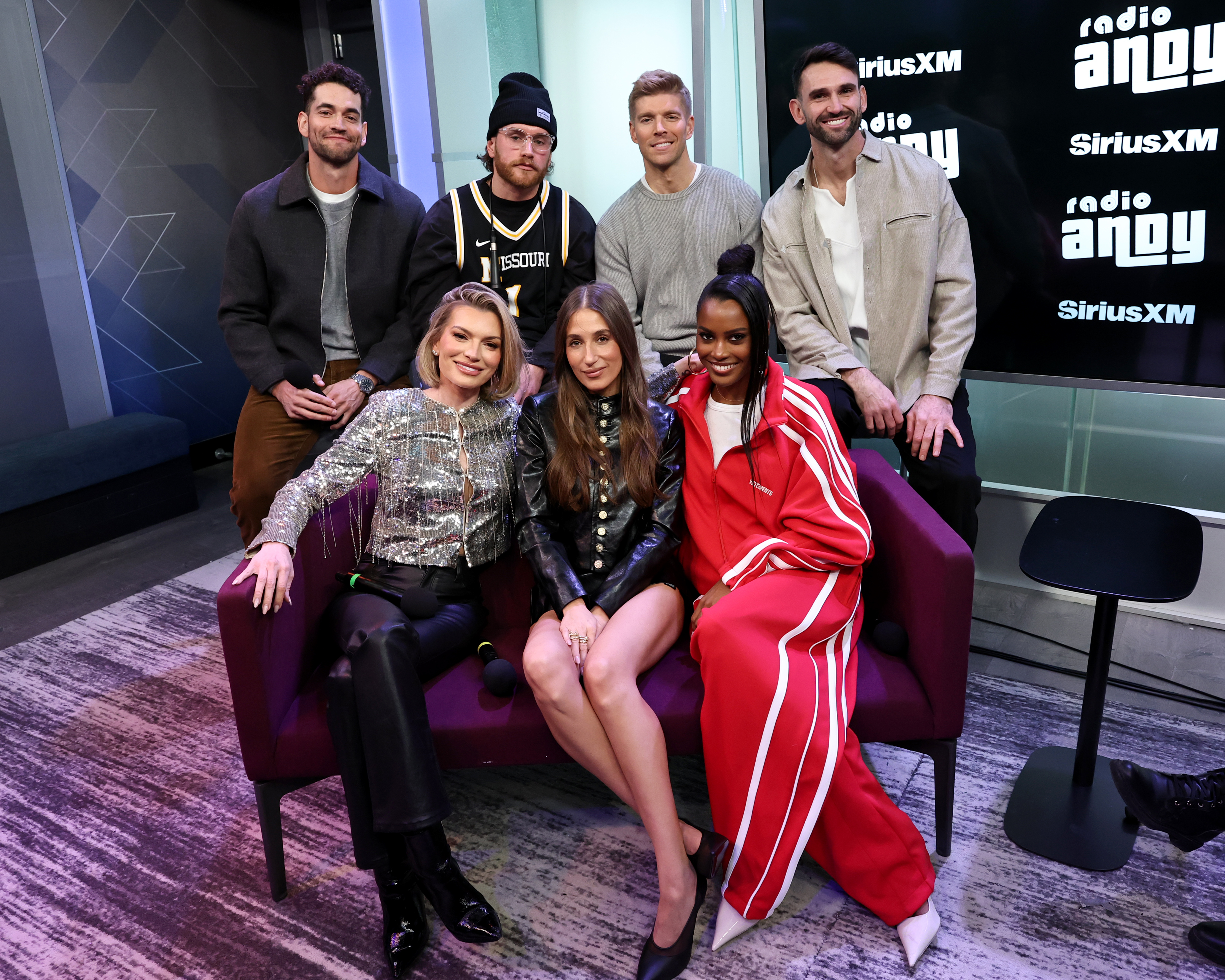Jesse Solomon, Lindsay Hubbard, West Wilson, Amanda Batula, Kyle Cooke, Ciara Miller and Carl Radke pose for a photo.