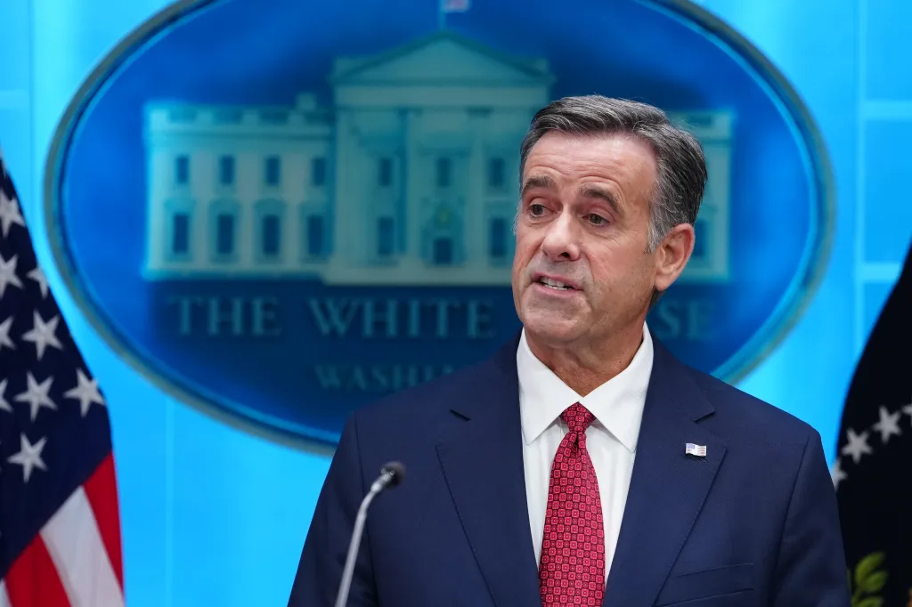 John Ratcliffe, Director of the CIA, speaks at a White House press conference.