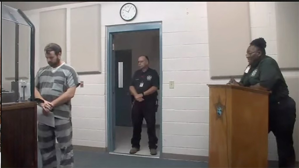 Joseph Duggar in a jail uniform at his first court appearance in Bay Country Jail.