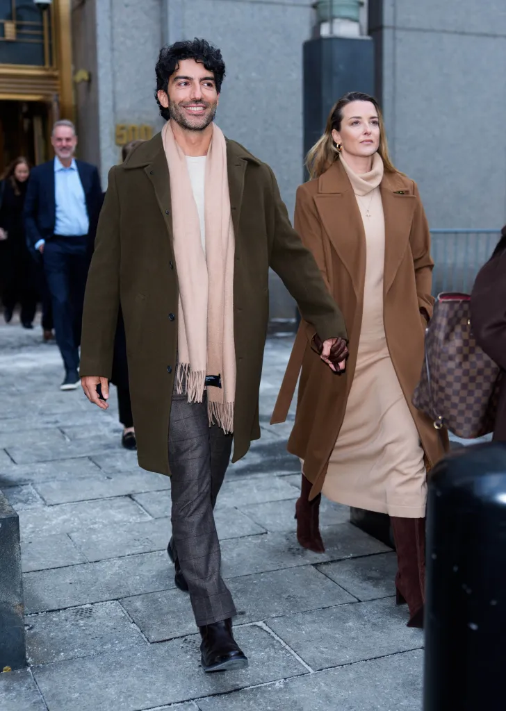 Justin Baldoni and Emily Baldoni departing the US Courthouse.