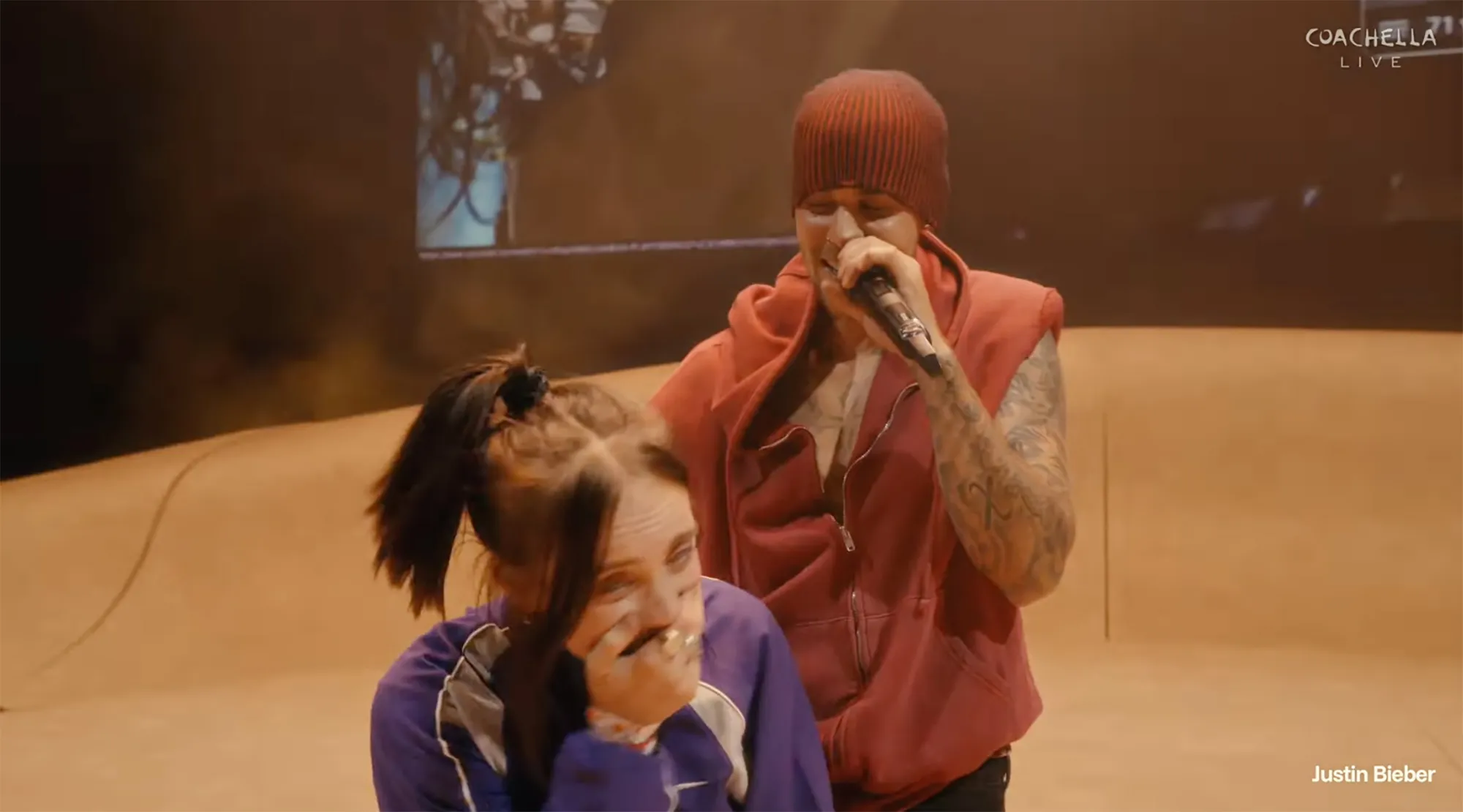 Justin Bieber serenades Billie Eilish at Coachella.