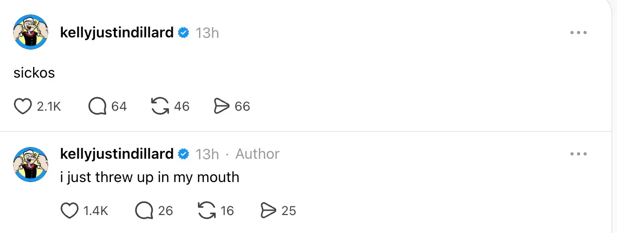 Screenshot of an X (formerly Twitter) post by Kellyjustindillard saying 