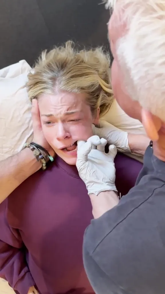 LeAnn Rimes undergoing deep jaw release therapy.