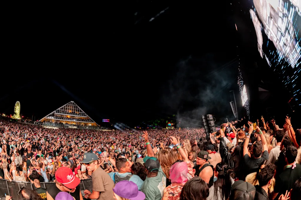 David Guetta performing at the Quasar Stage during the Coachella Valley Music and Arts Festival.