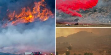 Crews battle fast-growing wildfire in windy Southern California that’s forced residents to evacuate